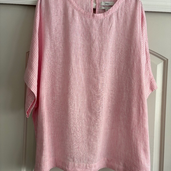 M&S Pink & White Pin-Stripe Top - Picture 1 of 3